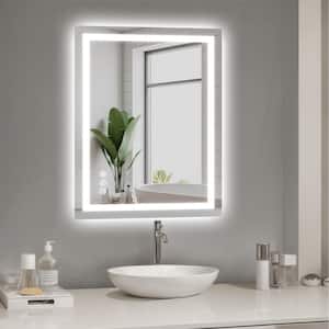 24 in W x 32 in H Rectangular Frameless Wall Mount 3 Colors Dimmable Anti-fog LED Bathroom Vanity Mirror with Memory
