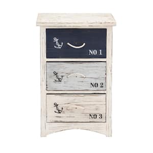 White Wood Anchor Chest with Rope Handles 30 in. X 19 in. X 12 in.