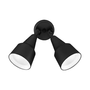 Double Cone 150-Watt Black 2-Light Outdoor Flood Light with Adjustable Heads