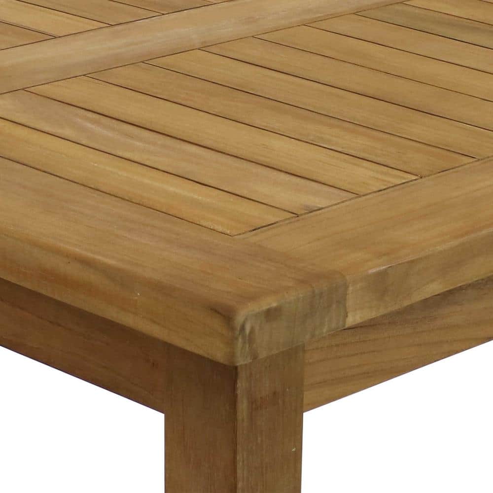 Sunnydaze Light Brown Teak Square Outdoor Dining Table