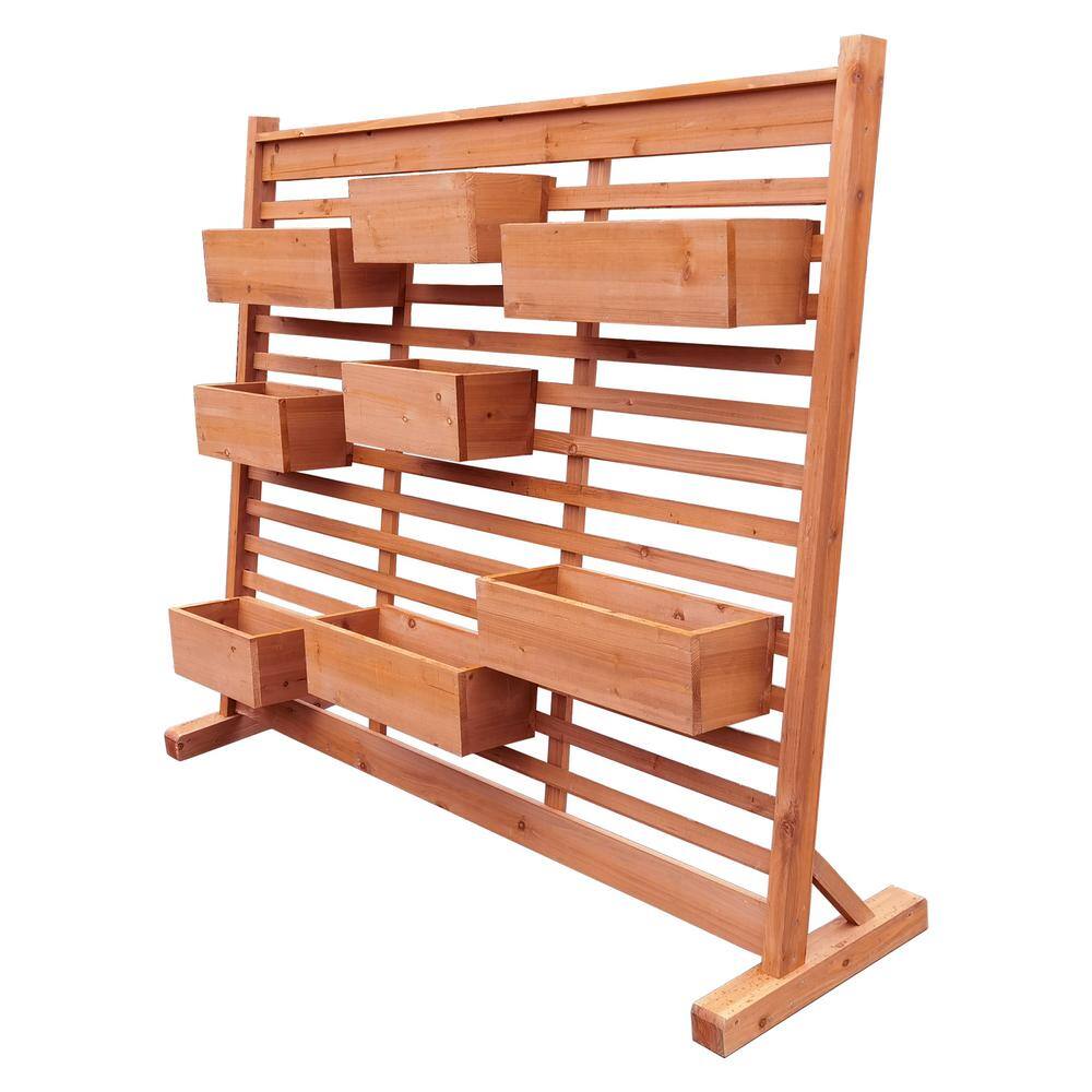 Cypress Wood Vertical Garden Planter Wall with 8 Boxes