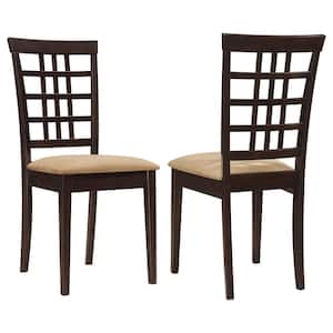 Kelso Cappuccino Fabric Lattice Back Dining Chairs Set of 2
