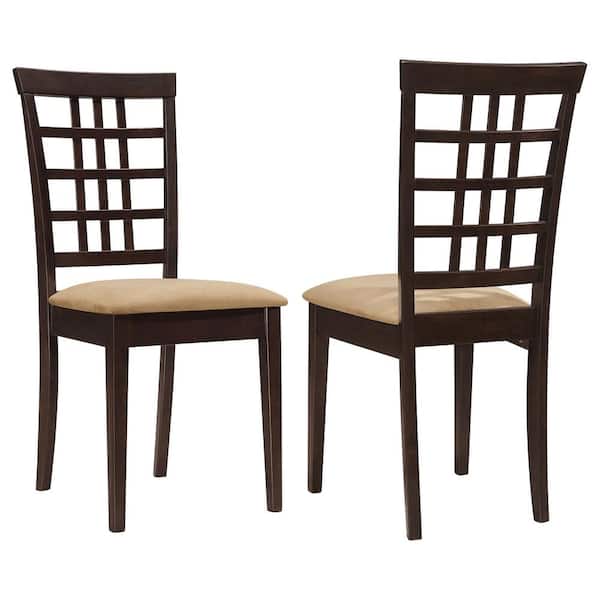 Coaster Kelso Cappuccino Fabric Lattice Back Dining Chairs Set of 2