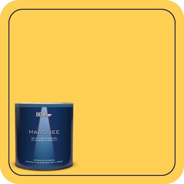 BEHR MARQUEE 1 qt. #330B-6 Lemon Sorbet Satin Enamel Interior Paint & Primer