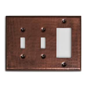 Pure Copper Hand Hammered 2 Toggle/1 Rocker Wall Plate