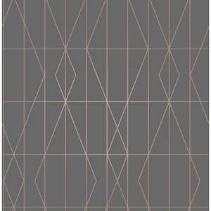 LeVeque Charcoal Deco Diamond Geo Charcoal Wallpaper Sample
