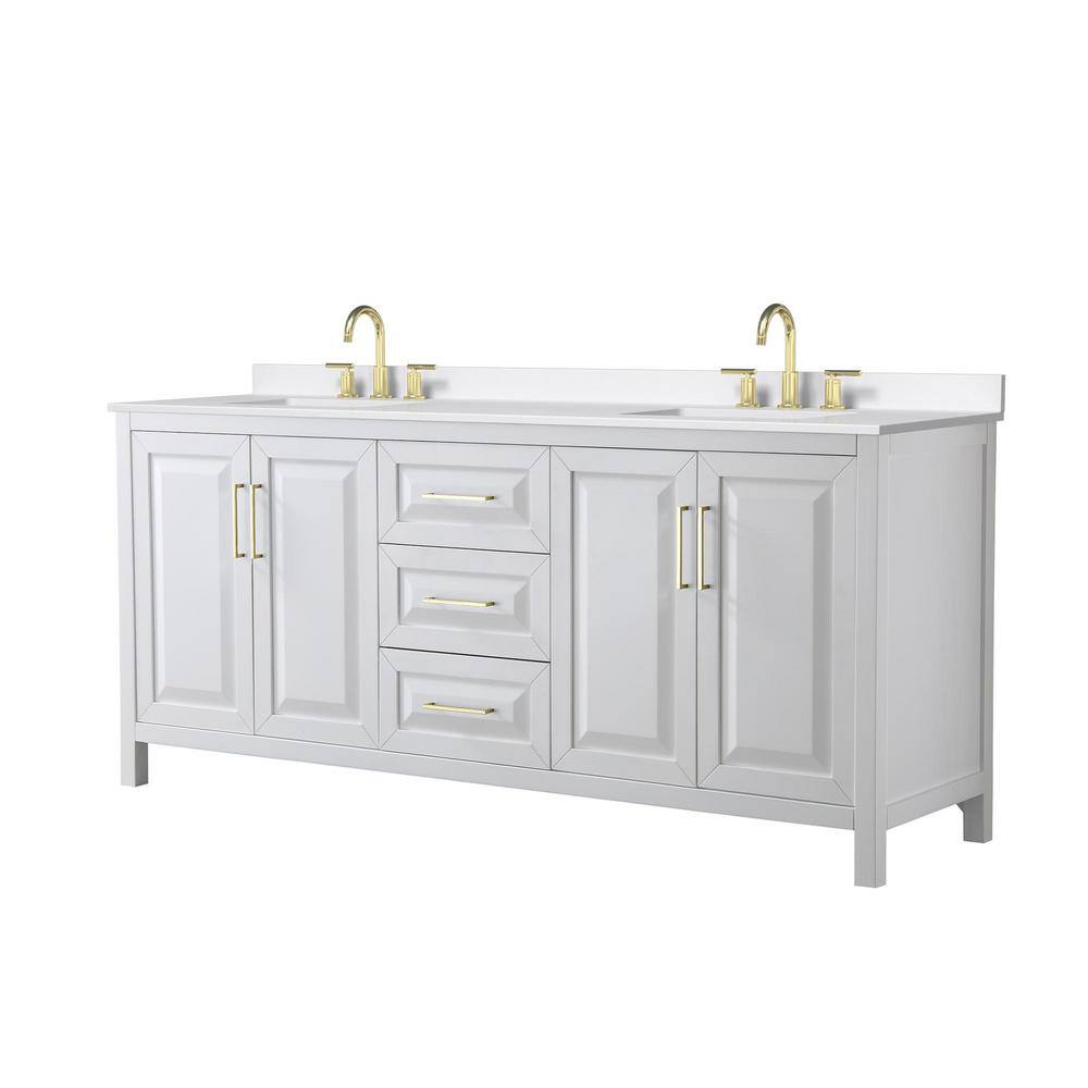 Daria 80 in. W. x 22 in. D x 35.75 in. H Double Bath Vanity in White with White Quartz Top price history on PriceWatchPro