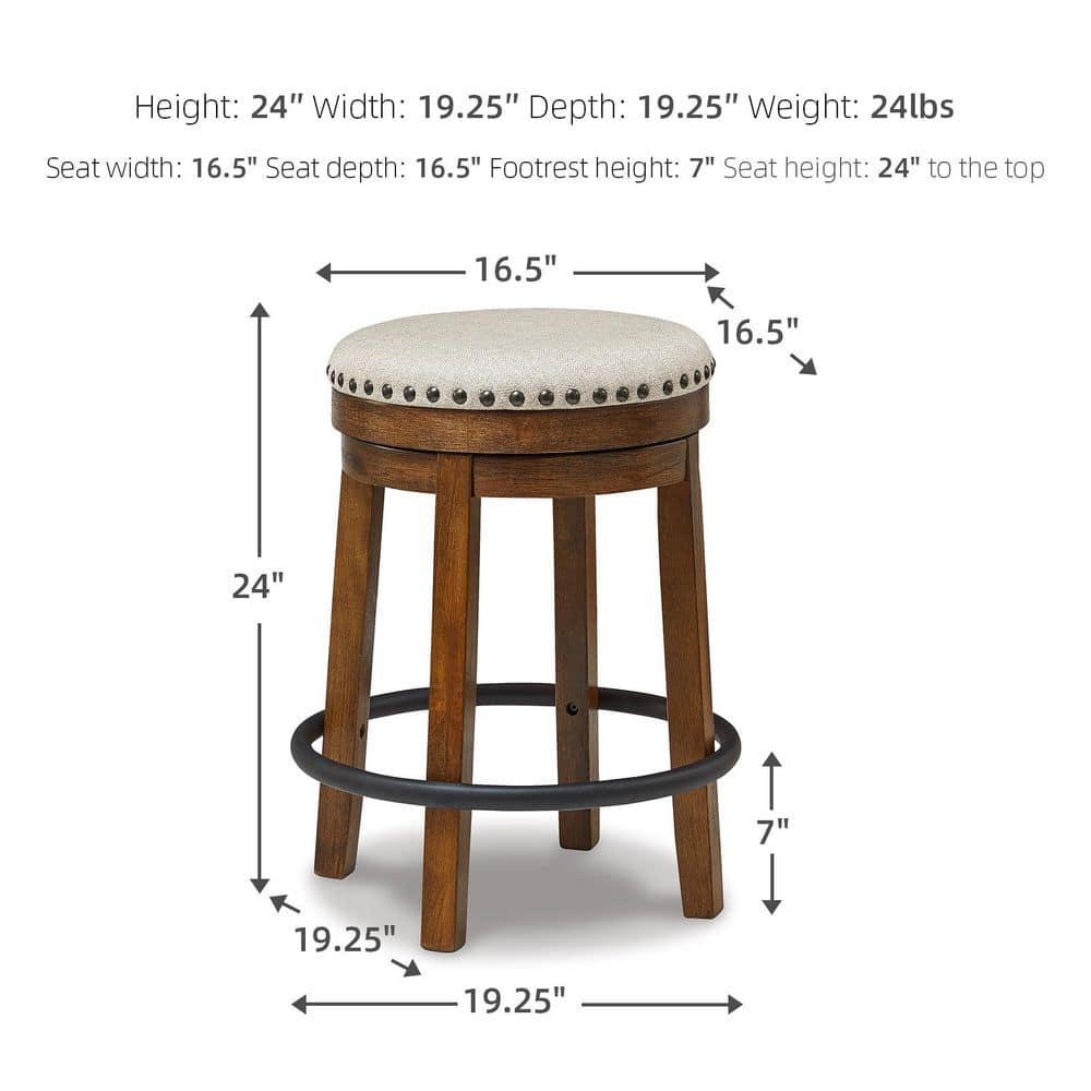Valebeck Transitional Swivel Counter Stool in Black and Beige