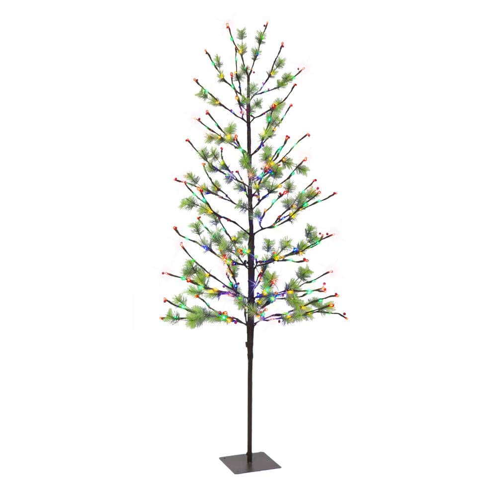 Puleo International 6 ft. PreLit Twig Artificial Christmas Tree, 60