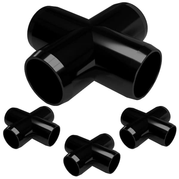Formufit 1-1/4 in. Furniture Grade PVC Cross in Black (4-Pack)