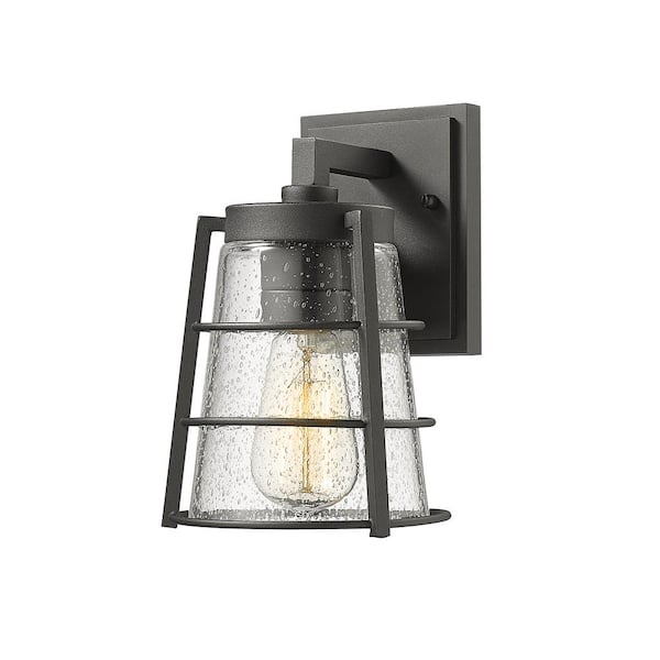 Unbranded Helix Black Outdoor Hardwired Lantern Wall Sconce with No Bulbs Included