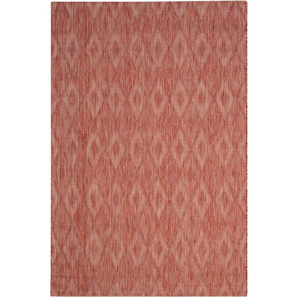 Courtyard Red 7 ft. x 10 ft. Solid Indoor/Outdoor Patio  Area Rug