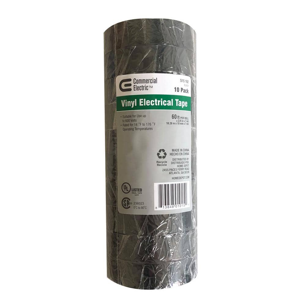 Electrical Tape: 1 Wide, 792 Long, 7 mil Thick, Black