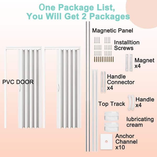 ARK DESIGN 72 x 80 White Vinyl PVC Double Layer Accordion