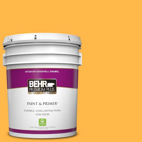 BEHR PREMIUM PLUS 5 gal. #300B-6 Glorious Gold Eggshell Enamel Low Odor Interior Paint & Primer