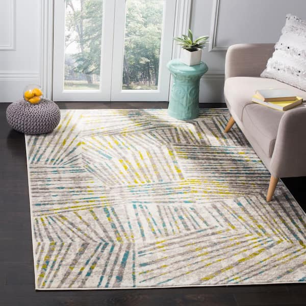 Skyler Gray/Green 8 ft. x 10 ft. Striped Geometric Area Rug