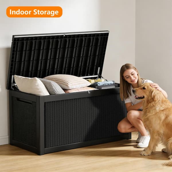 PATIOEASY 320 Gallons Black Water Resistant Resin Lockable Deck