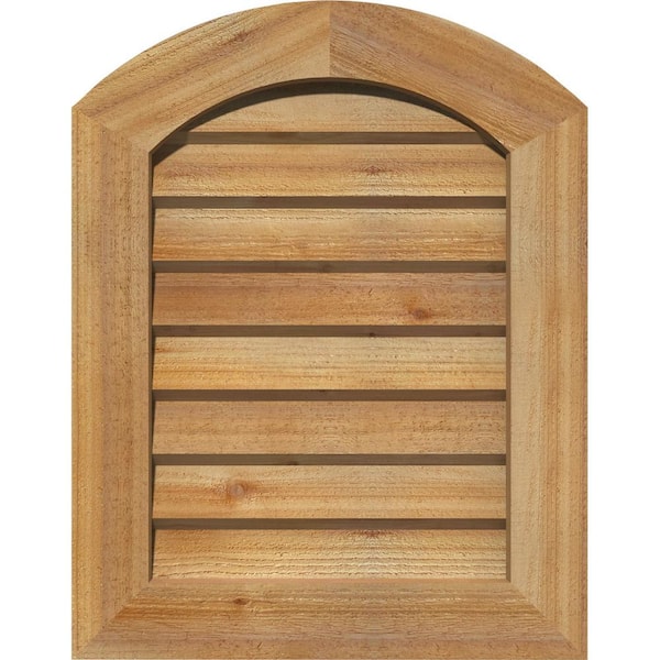 27" x 41" Round Top Rough Sawn Western Red Cedar Wood Paintable Gable Louver Vent Non-Functional