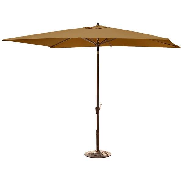 Island Umbrella Adriatic 6.5 ft. x 10 ft. Rectangular Market Auto-Tilt Patio Umbrella in Stone Sunbrella Acrylic