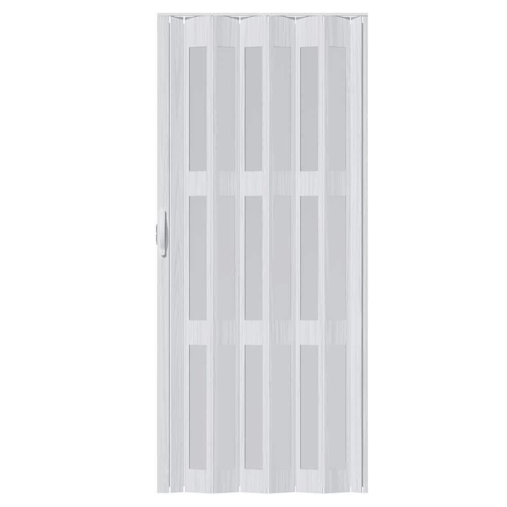 White Frosted Acrylic and Vinyl Accordion Closet Door