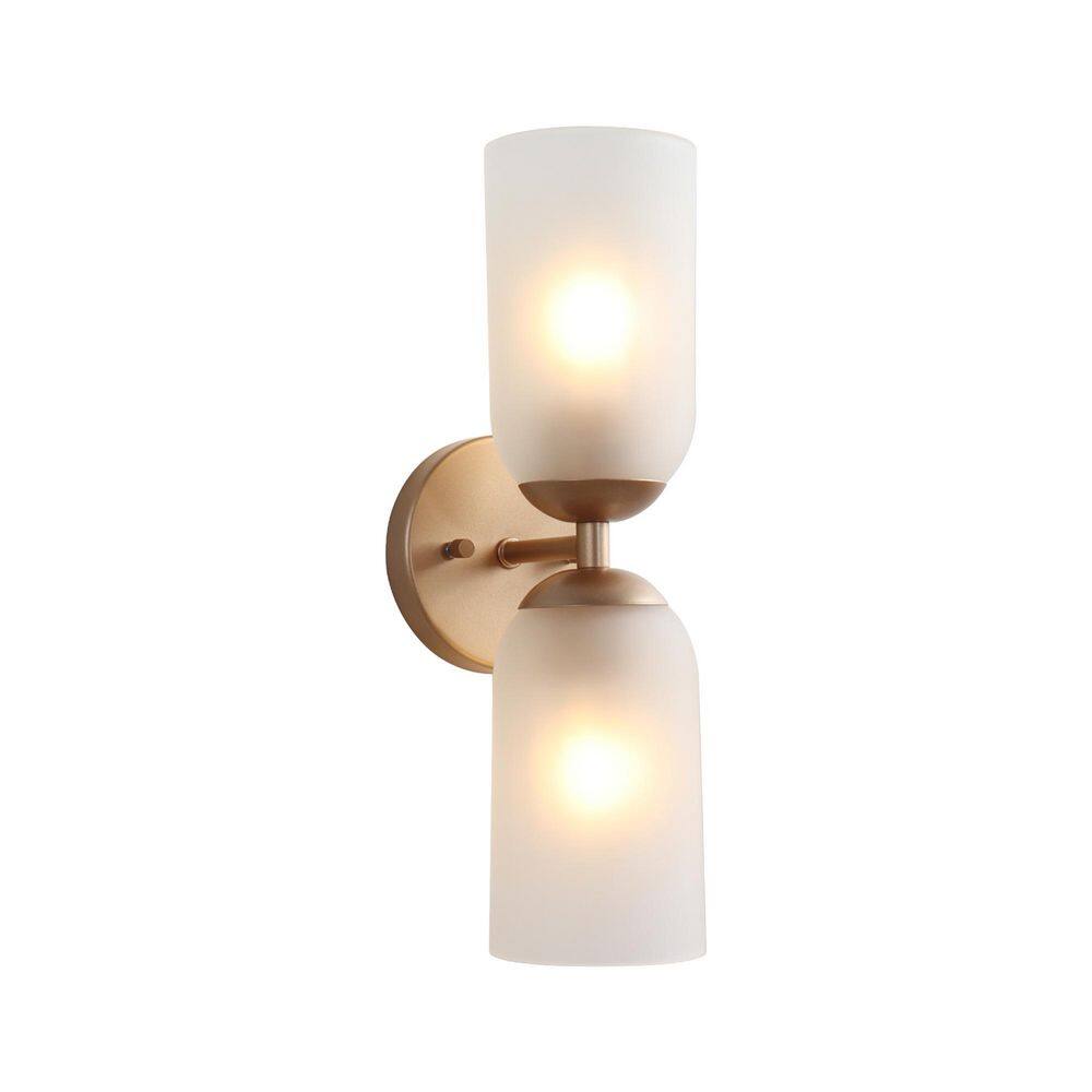 4.7 in. 2-Light Satin Gold Modern Transitional Wall Sconce with  Frosted Glass Shade price history on PriceWatchPro
