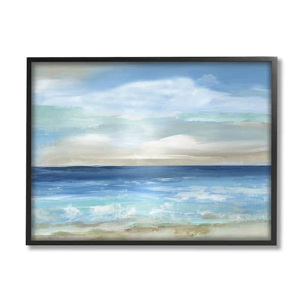 The Stupell Home Decor Collection Crashing Ocean Ripples Scenery Design by Nan Framed Nature Art Print 30 in. x 24 in.