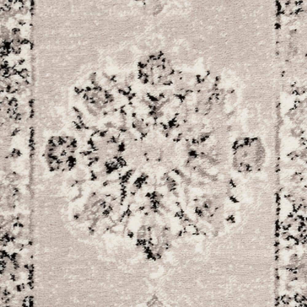 Skyler Floral Silver and Ivory Synthetic 2' x 12' Runner Rug