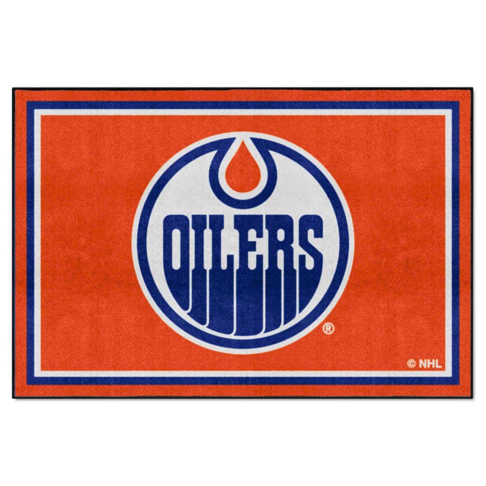 FANMATS Edmonton Oilers 5ft. x 8 ft. Orange Plush Area Rug. 38579 The Home Depot