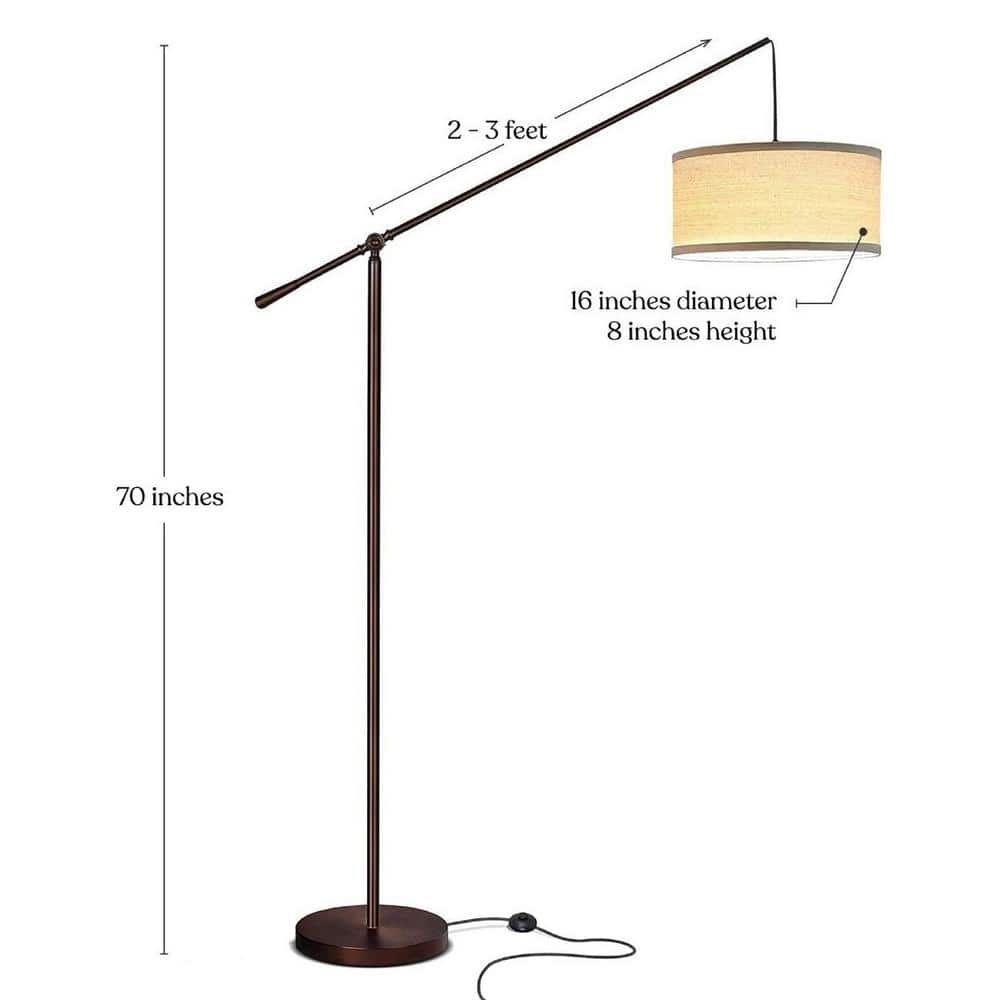 Adjustable Arc LED Floor Lamp for Kids' Room in Bronze with Beige Shade
