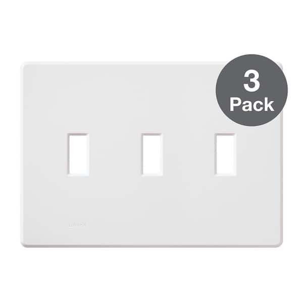 Lutron Fassada 3 Gang Toggle Switch Cover Plate for Dimmers and Switches, White (FG-3-WH-3PK) (3-Pack)