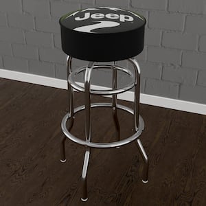 Jeep Green Mountain 31 in. Black Backless Metal Bar Stool with Vinyl Seat