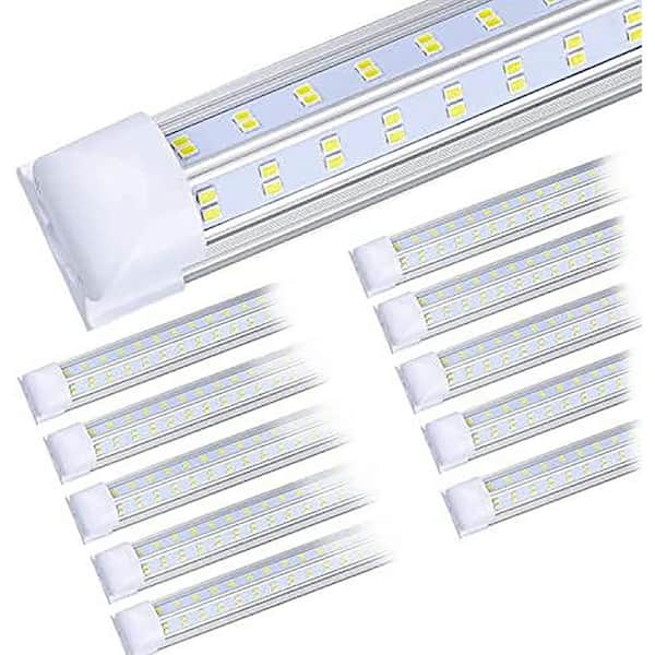 8ft 120-Watt LED Shop Light Fixture, 19000LM, T8 LED Tube, Cold White, V Shape, Clear Cover, Linkable, 10-Pack