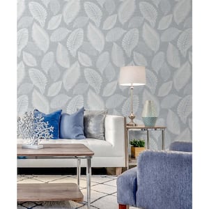 57.5 sq. ft. Ice Tossed Leaves Nonwoven Paper Unpasted Wallpaper Roll
