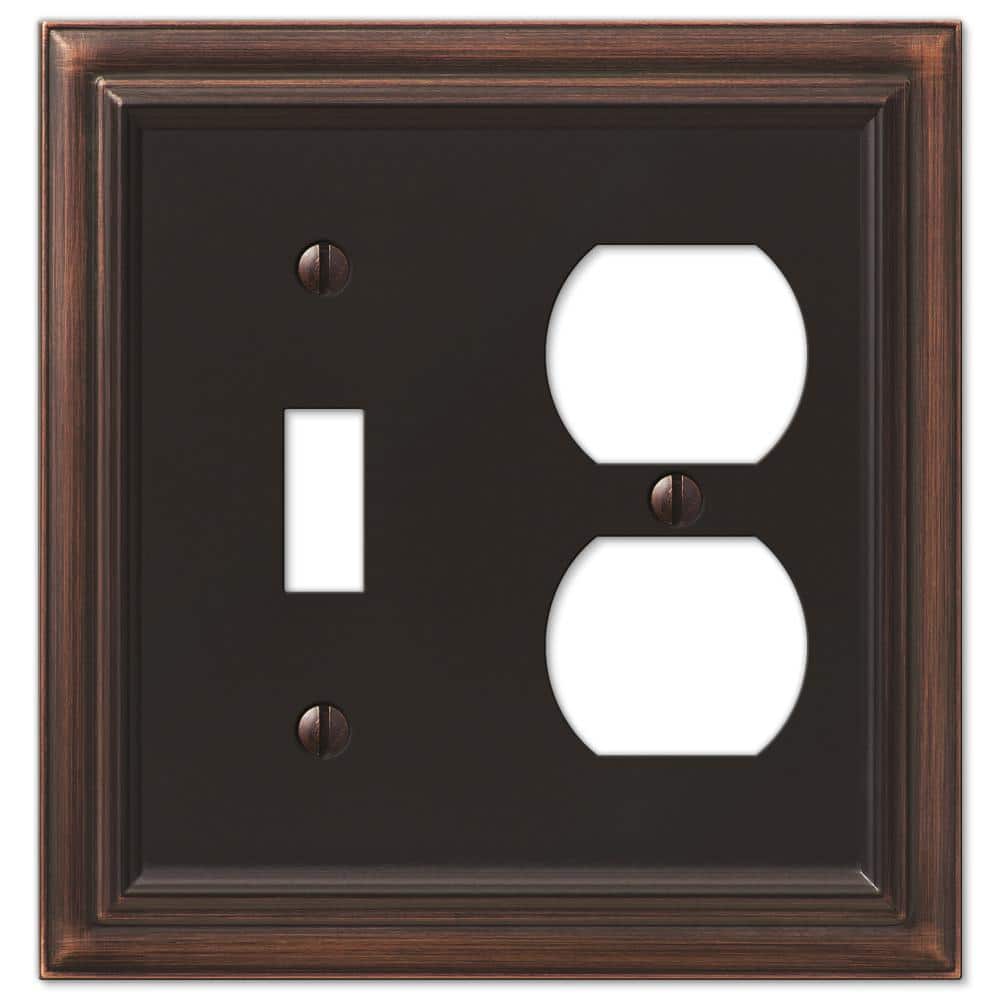 Continental Aged Bronze Metal 2-Gang Toggle/Duplex Wall Plate
