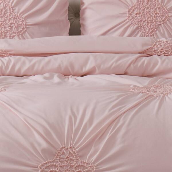 Christian Siriano Georgia Rouched 3-Piece Blush Full/Queen Duvet