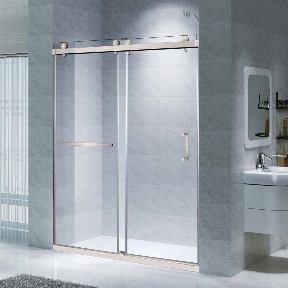 Oceanus 55''-59'' Frameless Clear Tempered Glass Shower Door