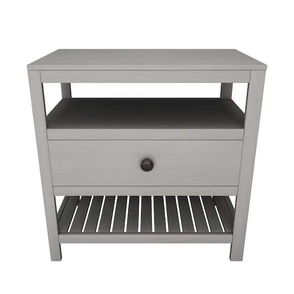 wetiny 26''L*15''W*25.2''HWooden Nightstand with Drawers Storage 1of Drawers, Gray