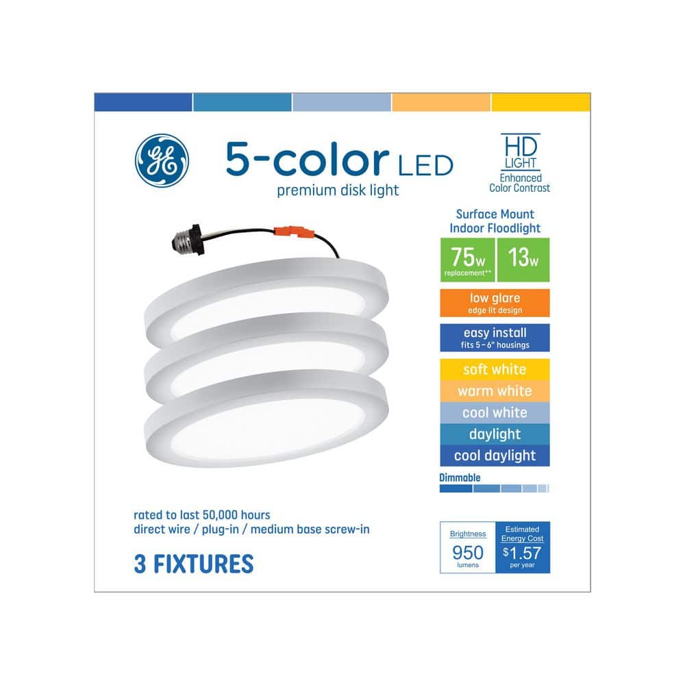 Plug In 75-Watt Equivalent RS48 (RS6) 5-6 in. Color Select Integrated LED Recessed Light Trim Dimmable 3-Pack price history on PriceWatchPro