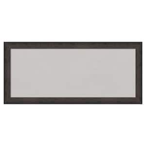 Dappled Black Brown Narrow Wood Framed Grey Corkboard 33 in. x 15 in. Bulletin Board Memo Board