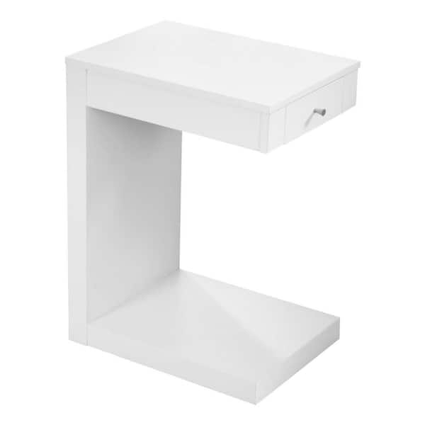 HomeRoots Jasmine 24 in. White with A Hollow Core Particle Board and MDF Accent Table