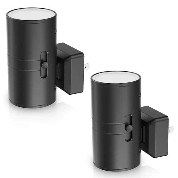 YANSUN 2 in. 1-Light Mini Cylinder Wall Sconce, 3000K Dimmable Plug-In Night Lights with Light Sensor for Bedroom Study,2-Pack