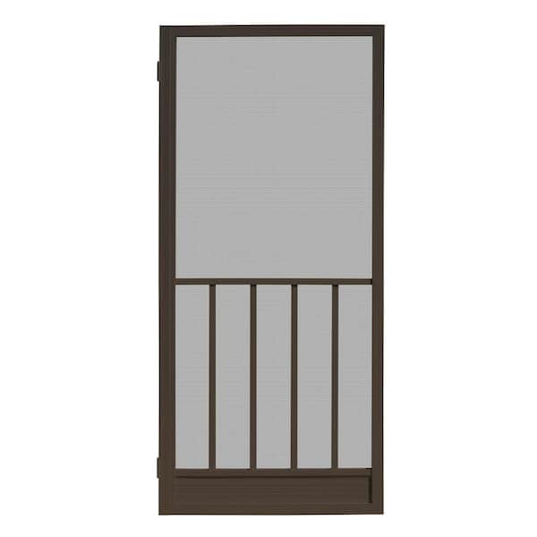 Unique Home Designs 32 in. x 80 in. Coronado Bronze Outswing Steel Hinged Screen Door