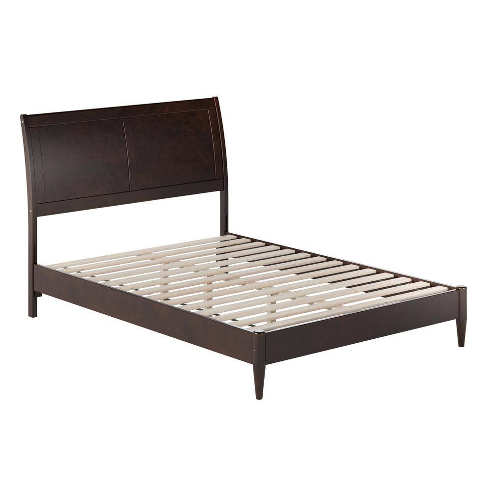 Valencia Espresso Full Wood Sleigh Platform Bed with Slats