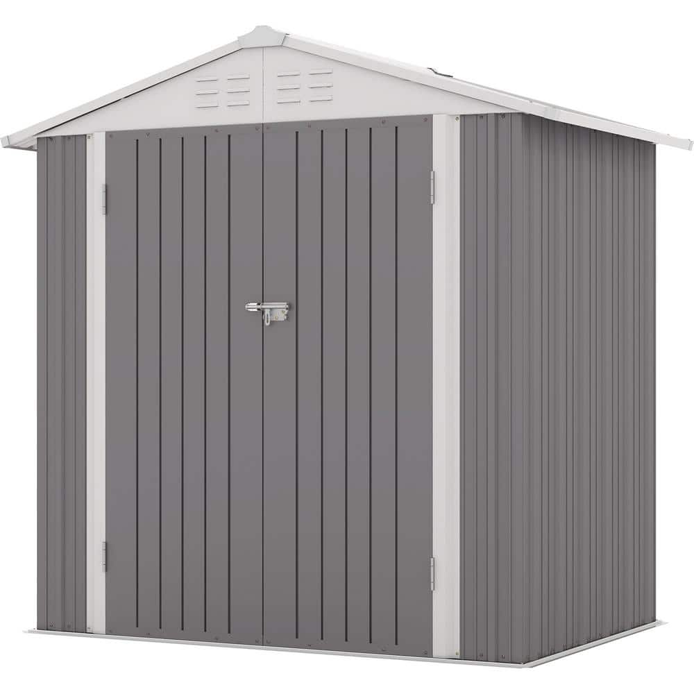 Patiowell 6 Ft. W X 4 Ft. D Outdoor Storage Gray Metal Shed With 