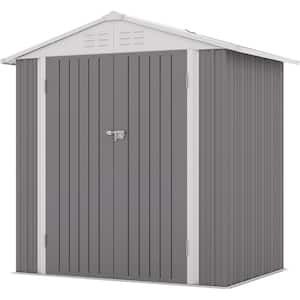 6 ft. W x 4 ft. D Outdoor Storage Gray Metal Shed with Sloping Roof and Double Lockable Door (26 sq. ft.)