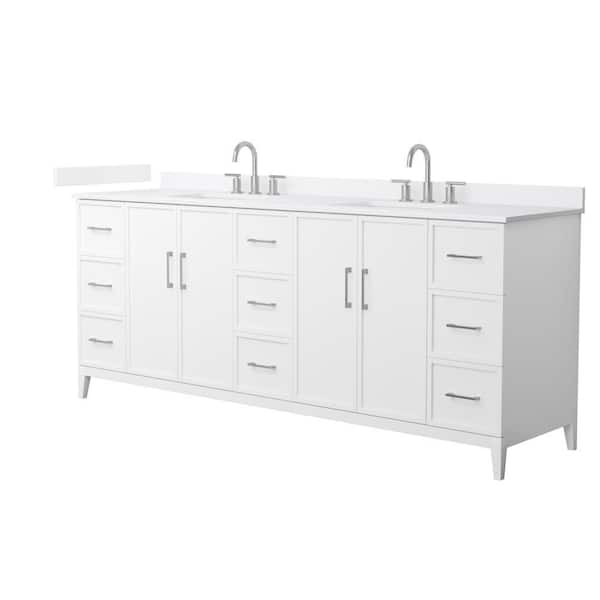 Elan 84 in. Double Freestanding White Bath Vanity with White Cultured Marble Top
