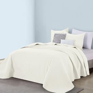 Whisper White Twin Premium Solid 2-Piece Microfiber Quilt Set