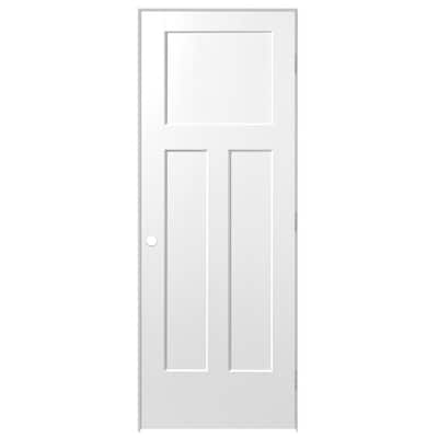 24 in. x 80 in. Winslow 3-Panel Left-Handed Hollow-Core Primed Composite Single Prehung Interior Door