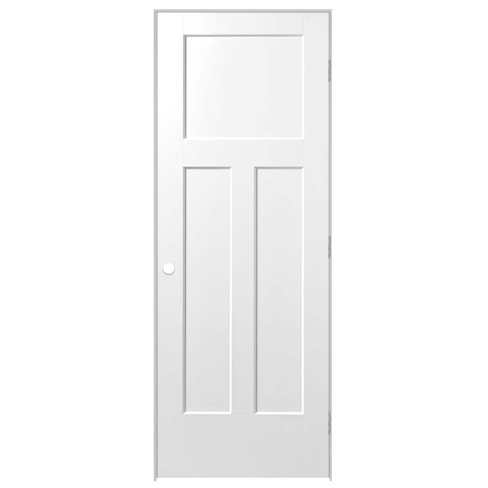 24 in. x 80 in. 3 Panel Left-Handed Primed Composite Solid Core Single Prehung Interior Door 4-9/16 in. Flat Jamb price history on PriceWatchPro
