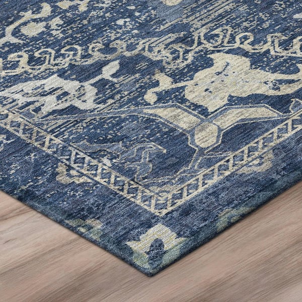 Chantille Machine Washable Indoor/Outdoor Abstract ACN3169 Navy 2 ft. x 3 ft. Accent Rug